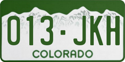 CO license plate 013JKH