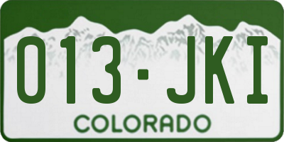 CO license plate 013JKI