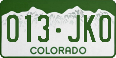 CO license plate 013JKO