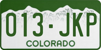 CO license plate 013JKP