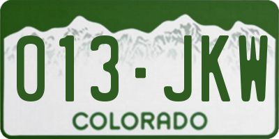 CO license plate 013JKW