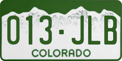 CO license plate 013JLB