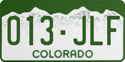 CO license plate 013JLF