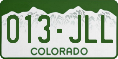 CO license plate 013JLL