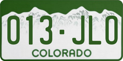 CO license plate 013JLO