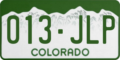 CO license plate 013JLP