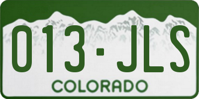 CO license plate 013JLS