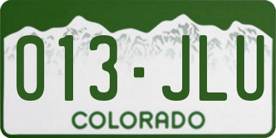 CO license plate 013JLU