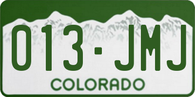 CO license plate 013JMJ