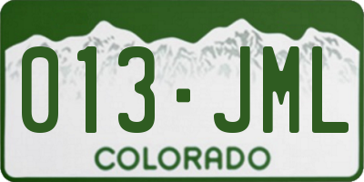 CO license plate 013JML