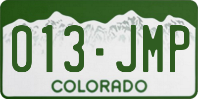 CO license plate 013JMP