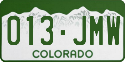 CO license plate 013JMW
