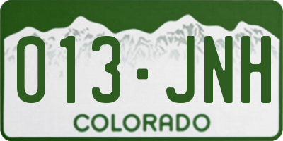 CO license plate 013JNH