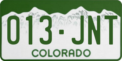CO license plate 013JNT