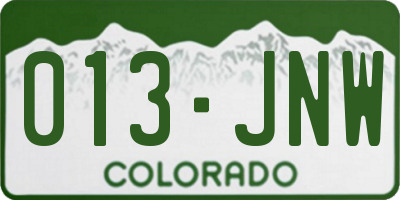 CO license plate 013JNW