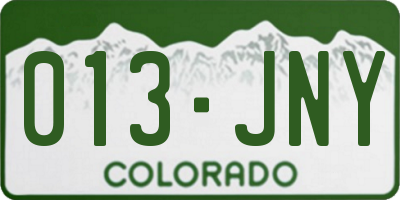 CO license plate 013JNY