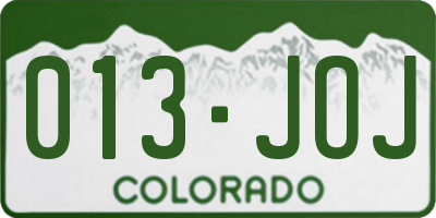 CO license plate 013JOJ