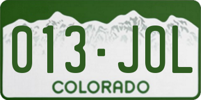CO license plate 013JOL