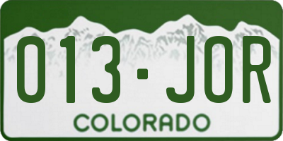 CO license plate 013JOR