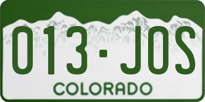 CO license plate 013JOS