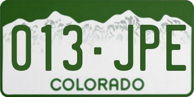 CO license plate 013JPE