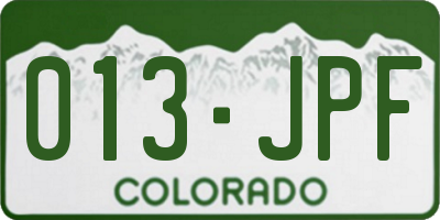 CO license plate 013JPF