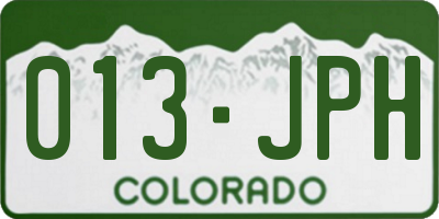 CO license plate 013JPH