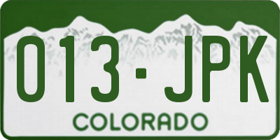 CO license plate 013JPK