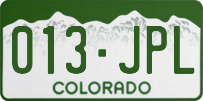 CO license plate 013JPL