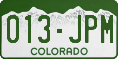 CO license plate 013JPM