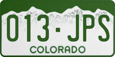 CO license plate 013JPS