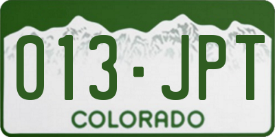 CO license plate 013JPT