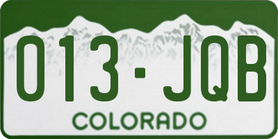 CO license plate 013JQB