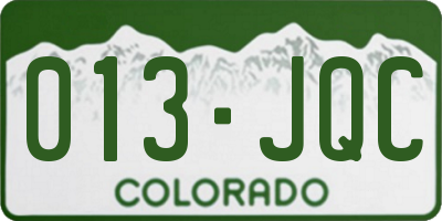 CO license plate 013JQC