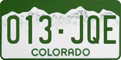CO license plate 013JQE