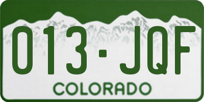 CO license plate 013JQF