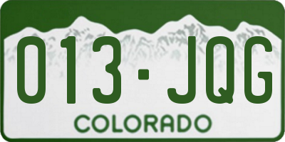 CO license plate 013JQG