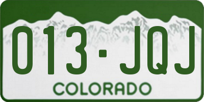 CO license plate 013JQJ