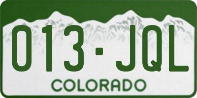 CO license plate 013JQL