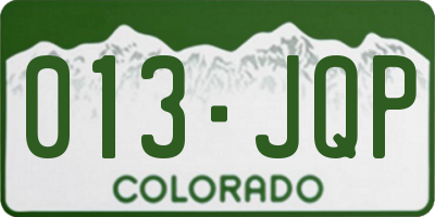 CO license plate 013JQP