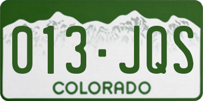 CO license plate 013JQS