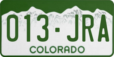 CO license plate 013JRA