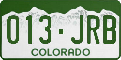CO license plate 013JRB