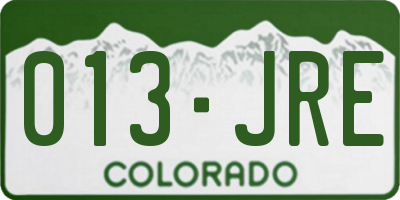 CO license plate 013JRE