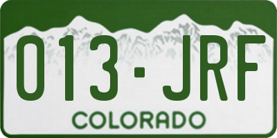 CO license plate 013JRF