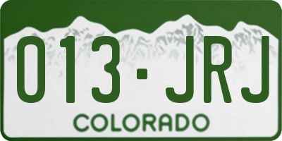 CO license plate 013JRJ