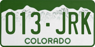 CO license plate 013JRK