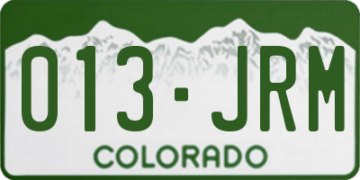 CO license plate 013JRM