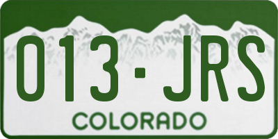 CO license plate 013JRS