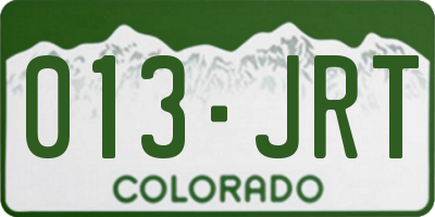 CO license plate 013JRT